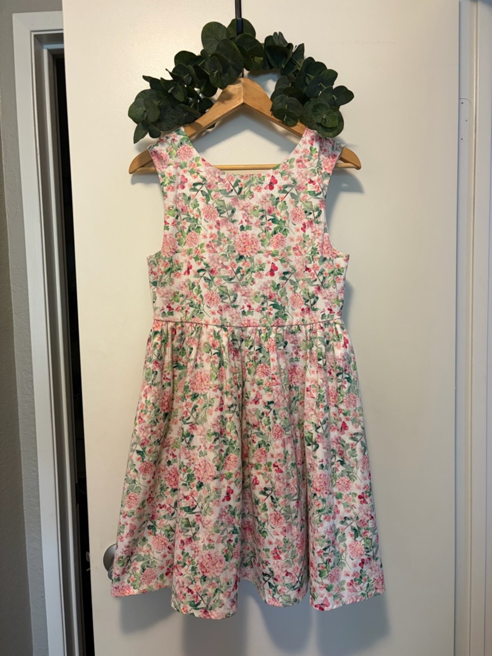 Girls Pink Floral Sleeveless Occasion Dress